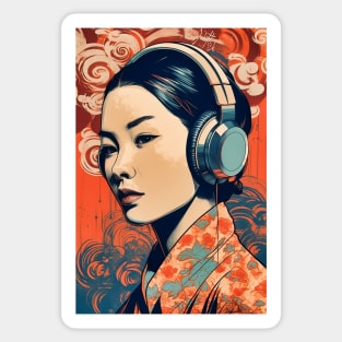 Asian American AAPI Asian Woman Music Lover Sticker